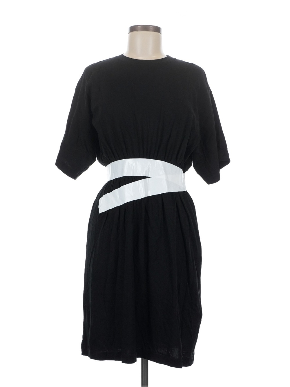 MAISON MARGIELA MM6 NWT Faux Tape Belt Black Cotton Short Sleeve T-Shirt Dress M